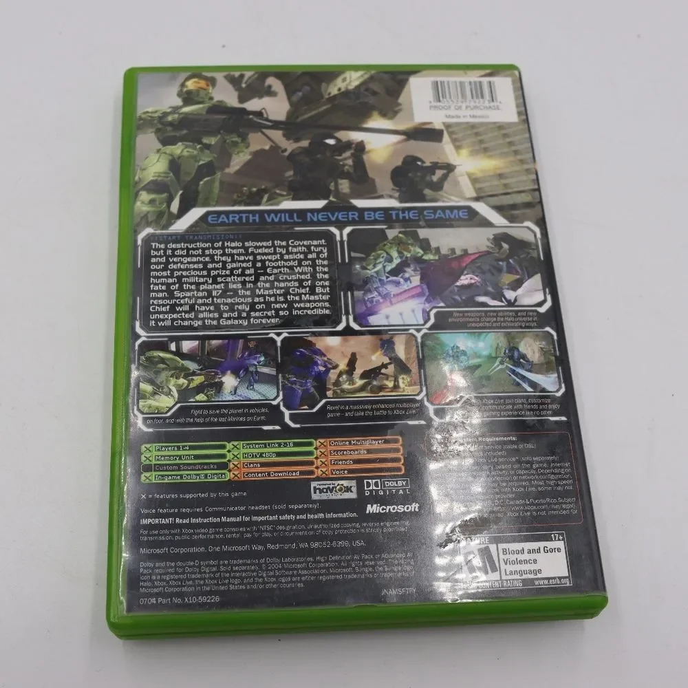Microsoft Xbox Live Halo 2 Video Game Classic Shooter Case Disc Booklet Tested